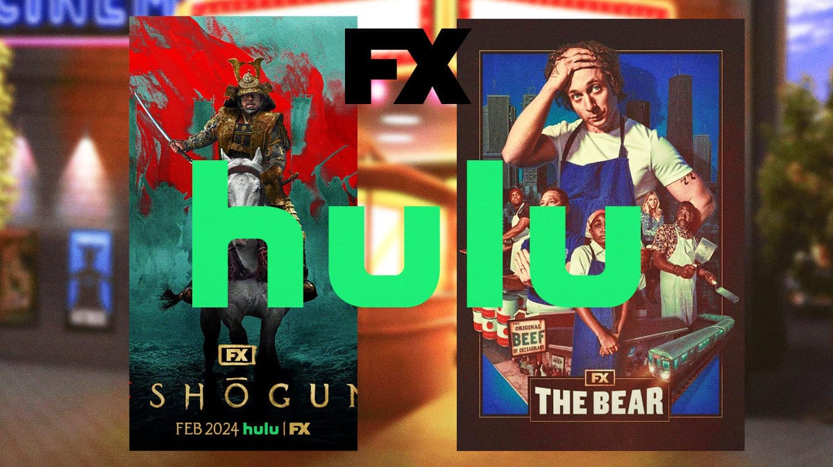 Show posters for Shogun and The Bear, and logos for FX and Hulu