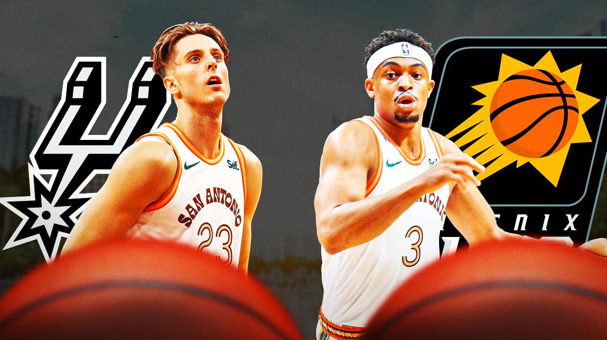 San Antonio Spurs logo, Zach Collins, Keldon Johnson, Phoenix Suns logo