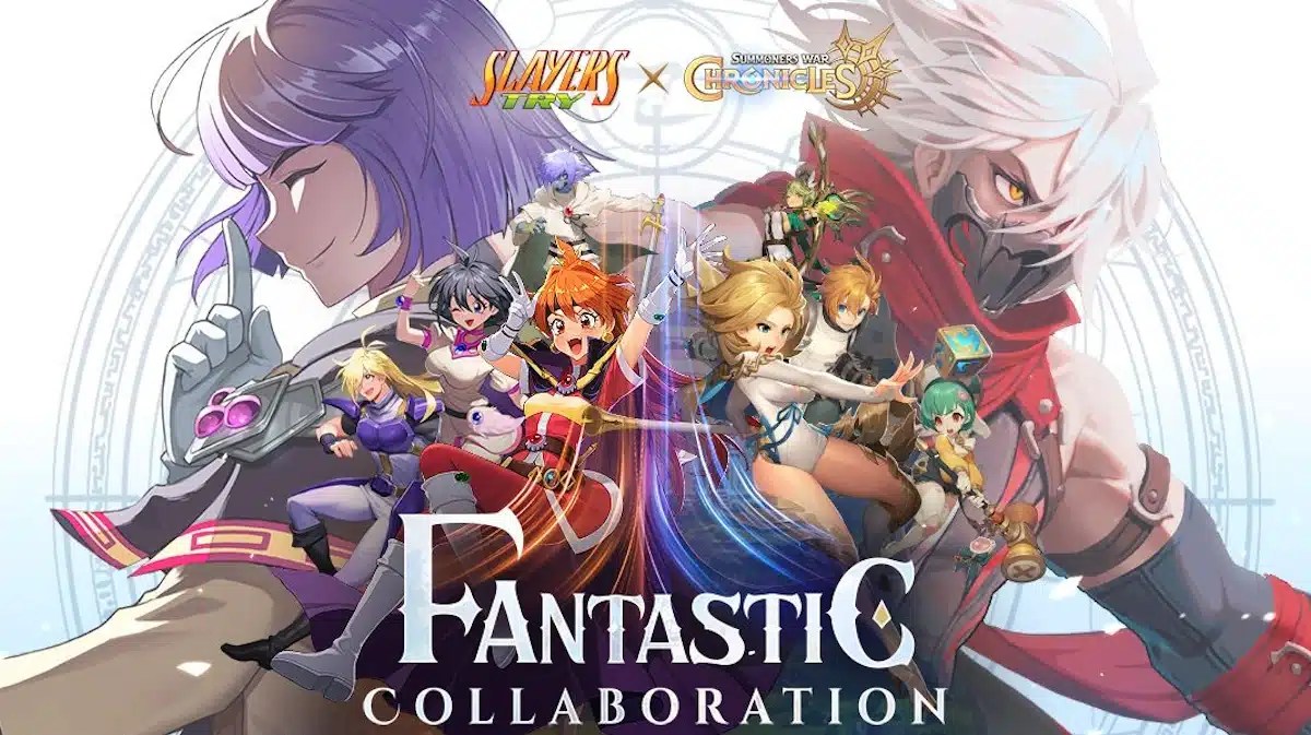 summoners war chronicles anniversary, summoners war chronicles collab, summoners war chronicles slayers try, summoners war chronicles event, summoners war chronicles, key art for the summoners war chronicles collab with slayers try