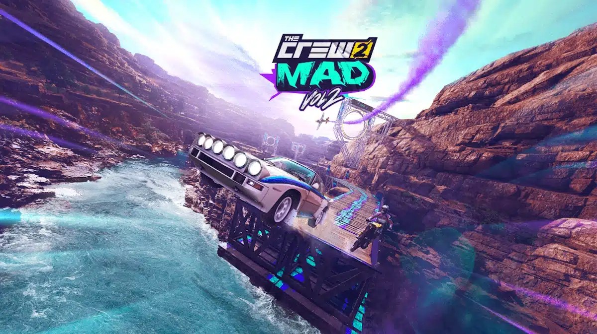crew 2 mad volume 2, crew 2 mad, crew 2 free, crew 2, crew 2 free update, key art for the crew 2 mad volume 2 featuring a car a motorcycle and a plane