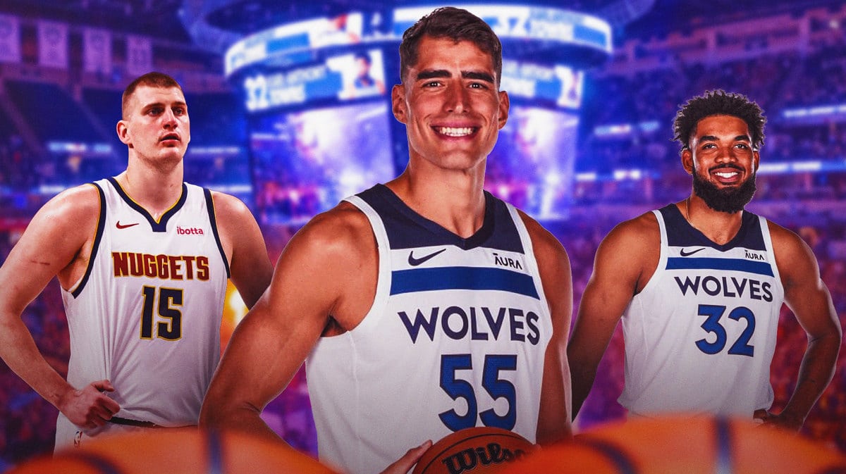 Timberwolves' Luka Garza with Karl-Anthony Towns and Nikola Jokic