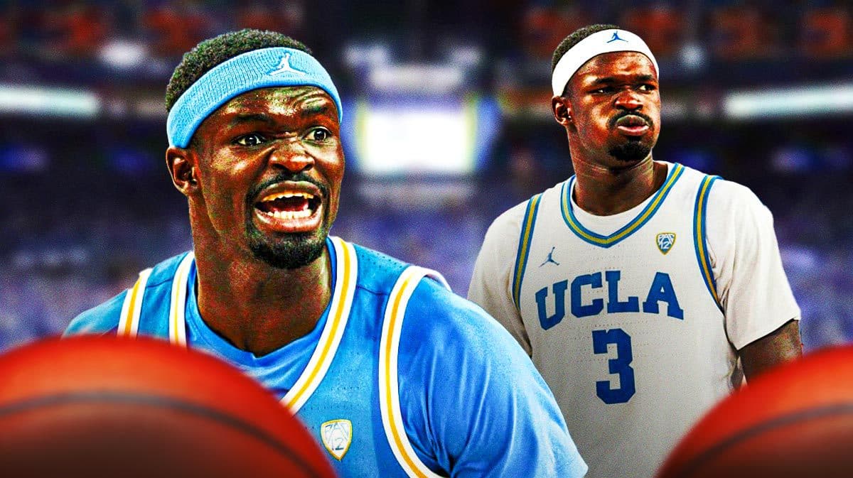 UCLA basketball star Adem Bona in front of Pauley Pavilion.