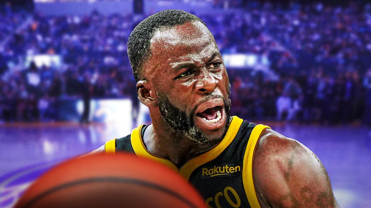 Golden State Warriors star Draymond Green in front of the Chase Center.