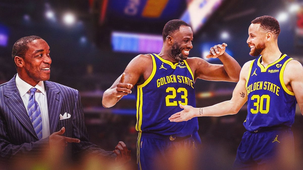 Isiah Thomas with Warriors' Draymond Green and Stephen Curry