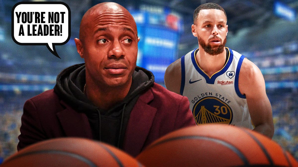 Jay Williams with a speech bubble that says You're not a leader next to Warriors Steph Curry