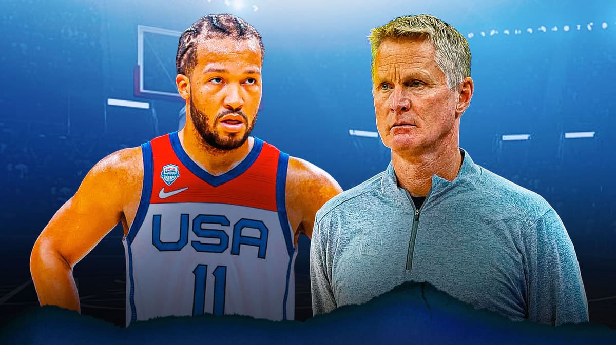 Jalen Brunson in Team USA jersey with Steve Kerr.