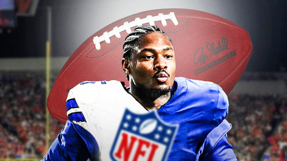 Bills WR Stefon Diggs in half a Dallas Cowboys jersey and half a New York Giants jersey.
