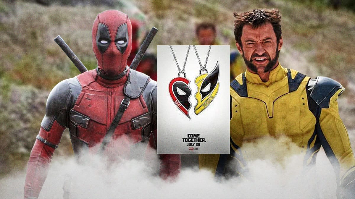 X-Men characters Deadpool and Wolverine MCU poster.