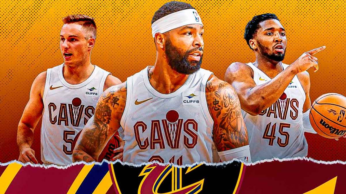 Cavs Sam Merrill, Marcus Morris and Donovan Mitchell