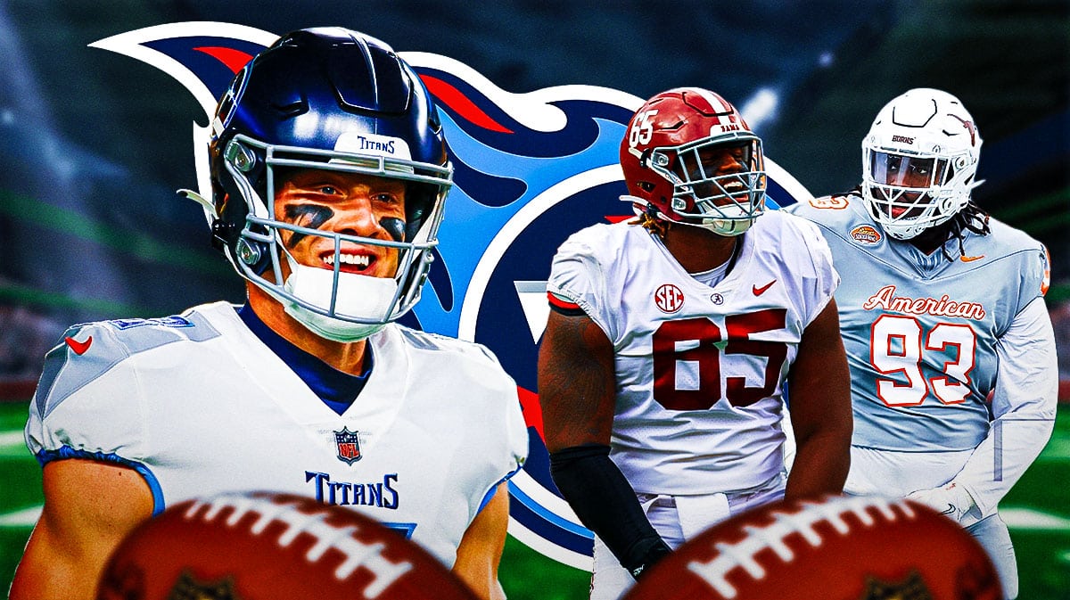 Titans' Will Levis with rookies JC Latham and T'Vondre Sweat