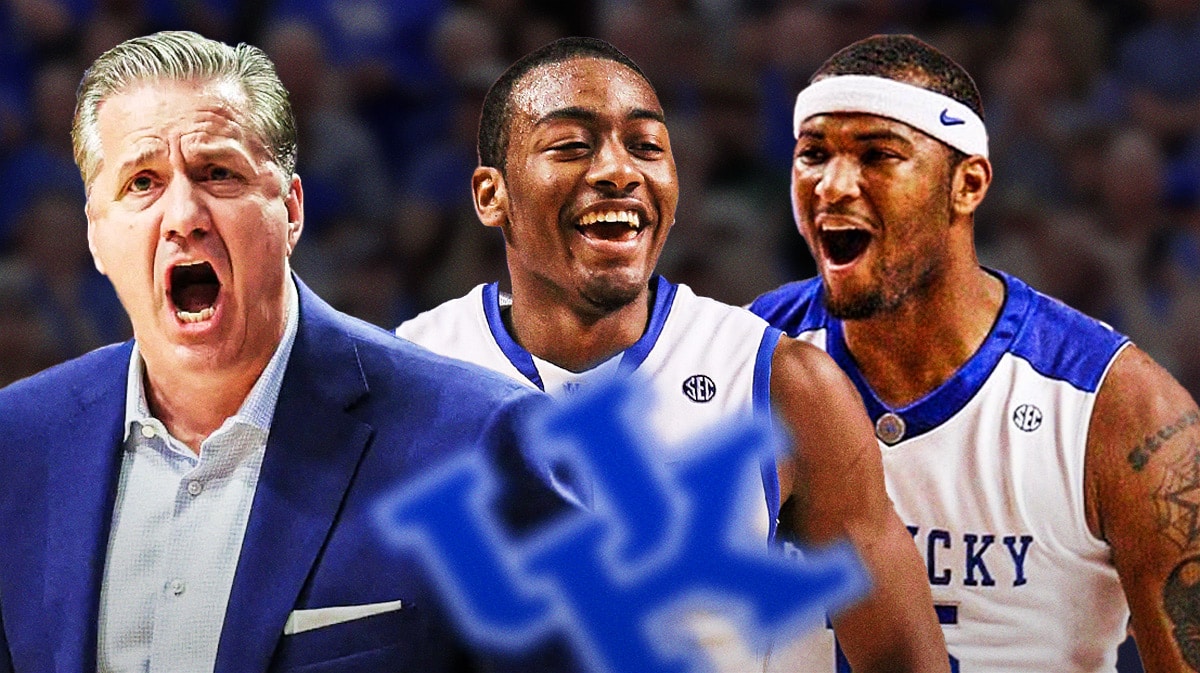 John Calipari. John Wall and DeMarcus Cousins in Kentucky uniforms