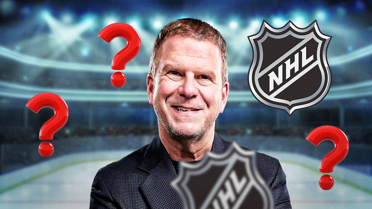Houston Rockets owner Tilman Fertitta in image, NHL logo, 3-5 question marks, hockey rink in background