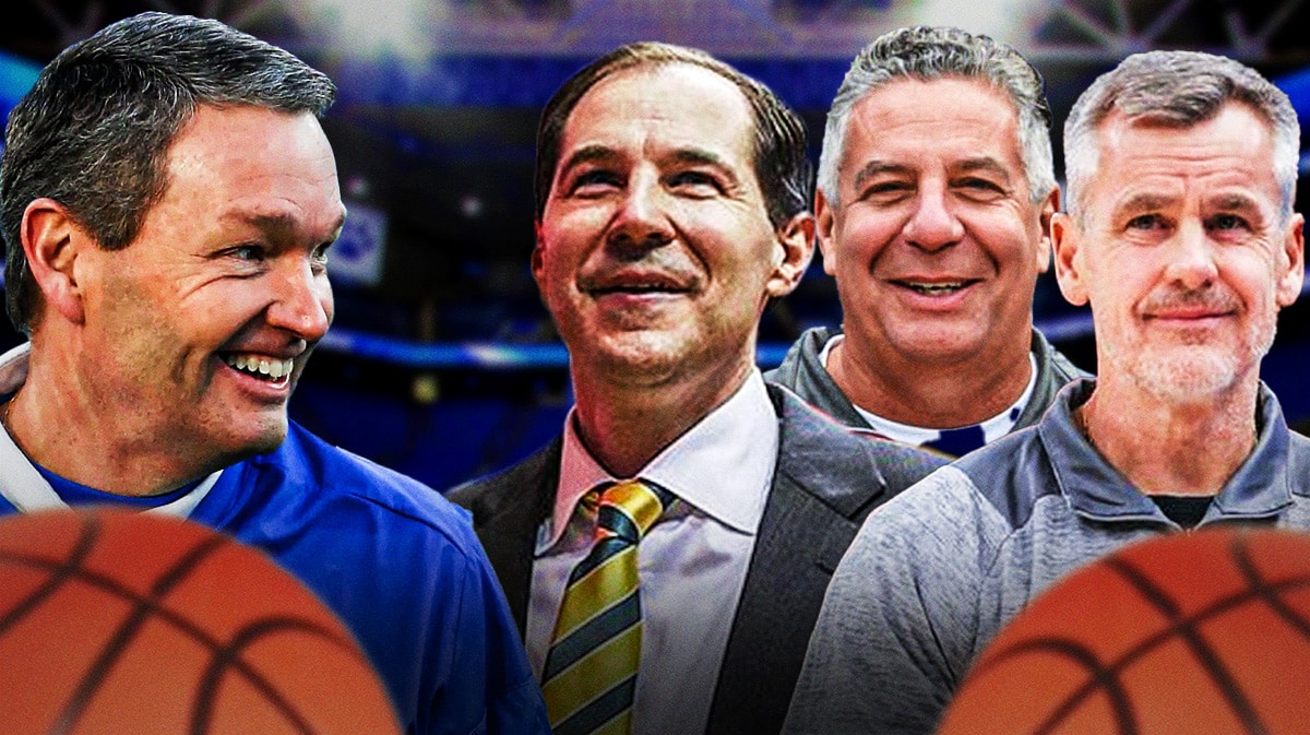 Mitch Barnhart looking at Scott Drew, Billy Donovan as he examines Kentucky basketball candidates.