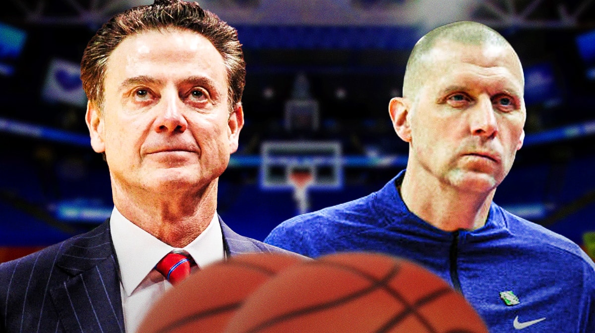 Kentucky basketball, Wildcats, Mark Pope, Rick Pitino, Rick Pitino Mark Pope, Rick Pitino and Mark Pope with Kentucky basketball arena in the background