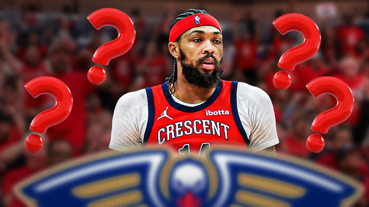 Pelicans' Brandon Ingram with question marks all around him.