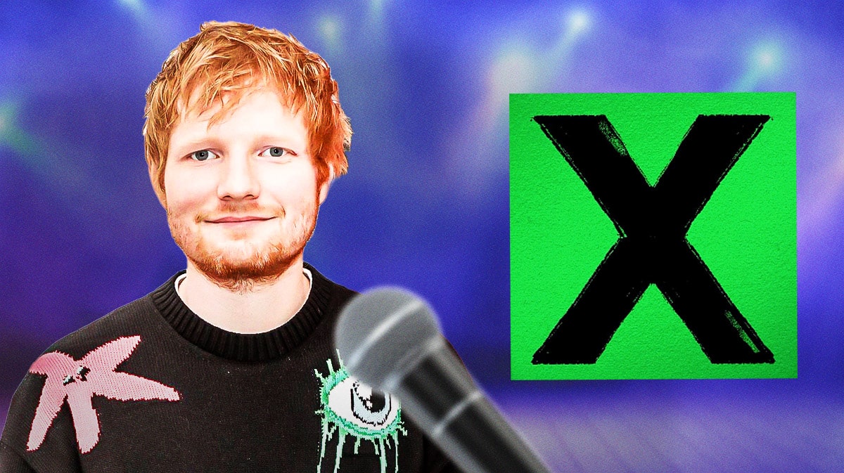 Ed Sheeran with Multiply album cover.