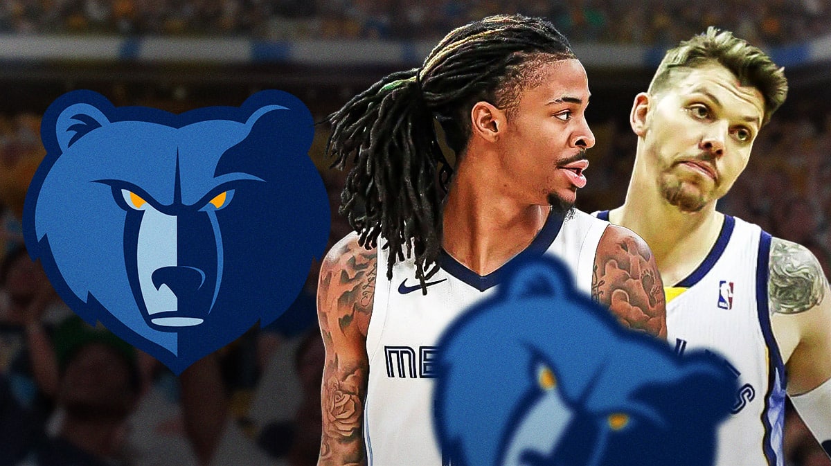 Grizzlies' Ja Morant stands next to Mike Miller with agents in the background