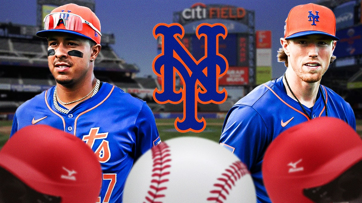 New York Mets' Mark Vientos on the left, and Brett Baty on the right.