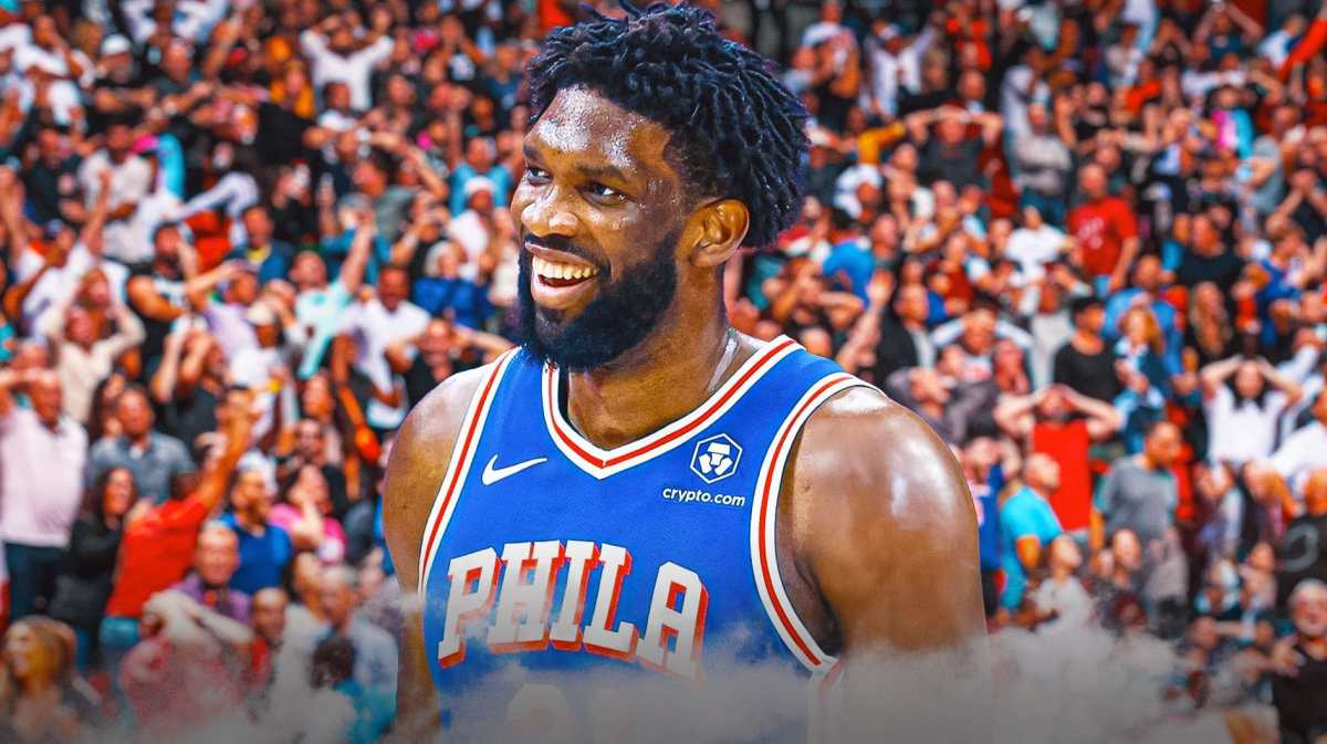 76ers' Joel Embiid surrounded by Knicks fans