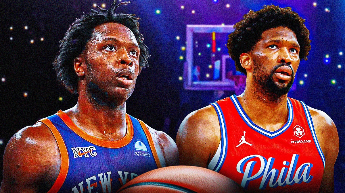 Knicks' OG Anunoby. and 76ers' Joel Embiid