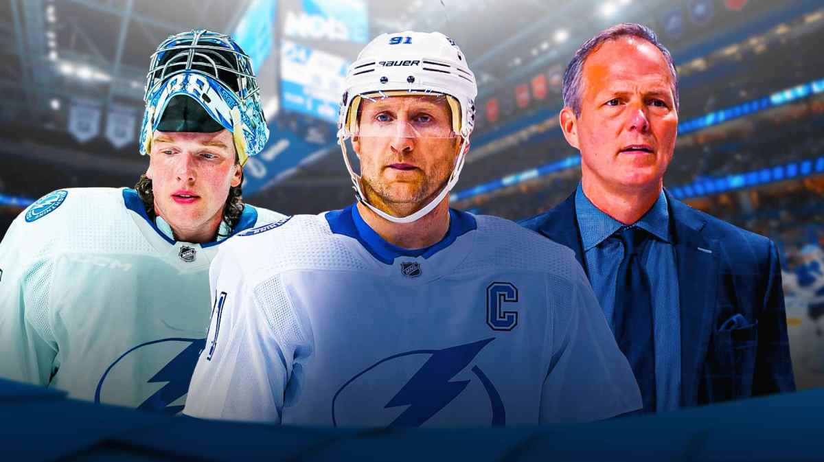 Andrei Vasilevsky, Steven Stamkos, and head coach Jon Cooper