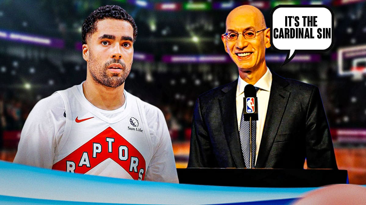 NBA commissioner Adam Silver saying "It's cardinal sin" next to Jontay Porter