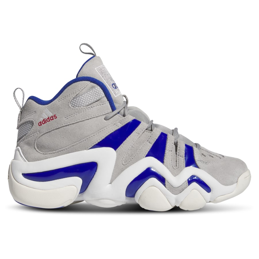 Adidas Crazy 8 - Gray/Royal Blue colorway on a white background.
