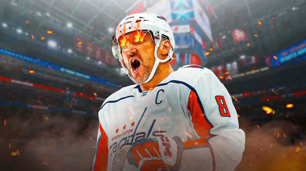 ACTION SHOT of Alex Ovechkin (Capitals) with fire in eyes