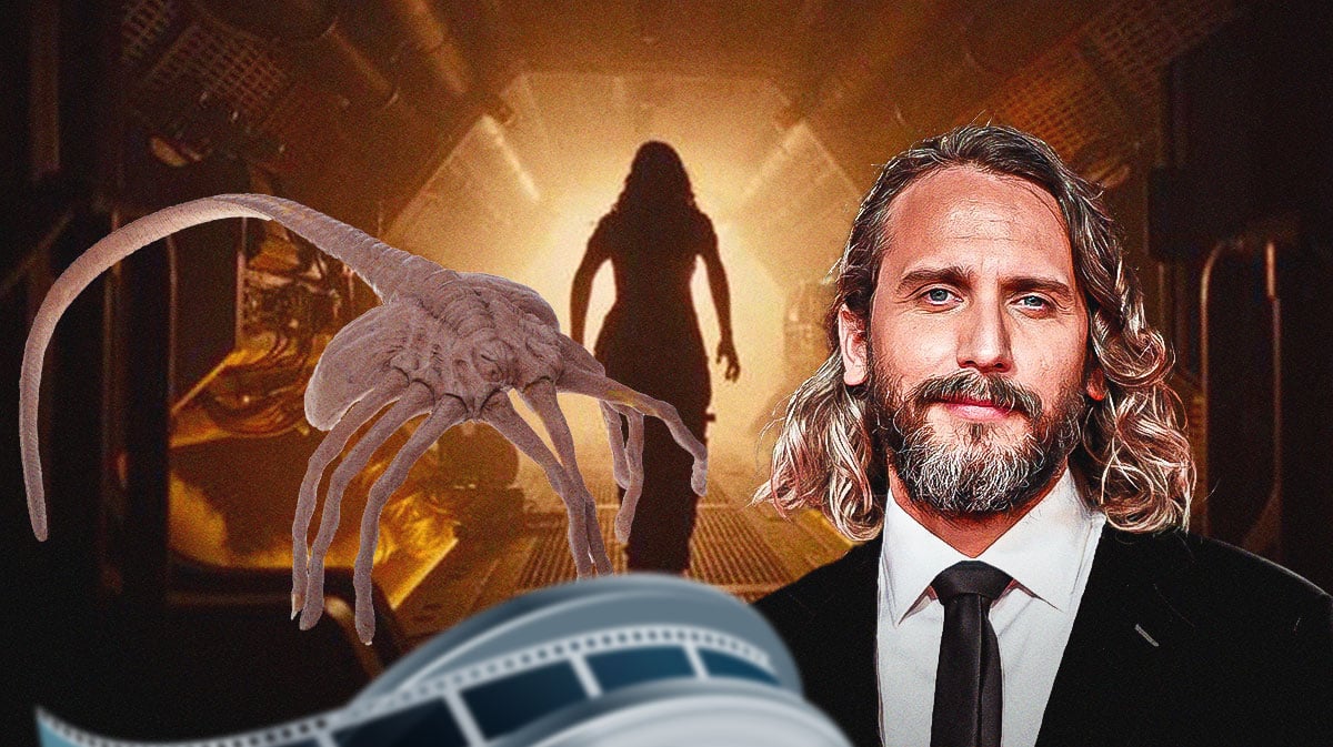 Alien: Romulus scene in the background with a facehugger and Fede Aov