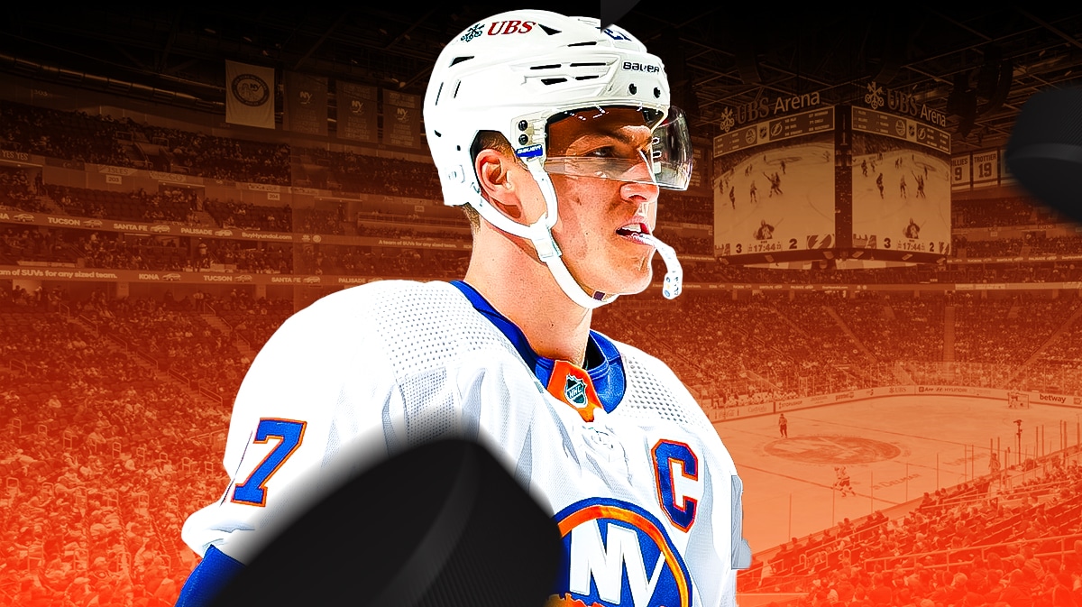 Anders Lee reviewing the Islanders' performance after losing to the Hurricanes in the Stanley Cup Playoffs.