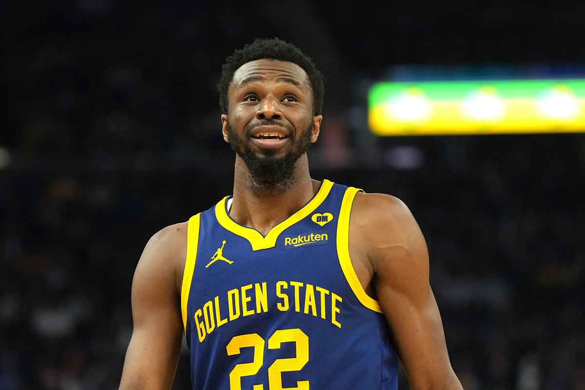 Golden State Warriors forward Andrew Wiggins (22) during the second quarter against the Charlotte Hornets at Chase Center.