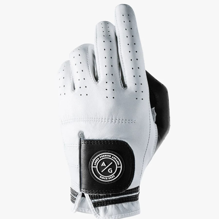 Asher Golf 'Classic' Glove - White/Black colorway on a white background.
