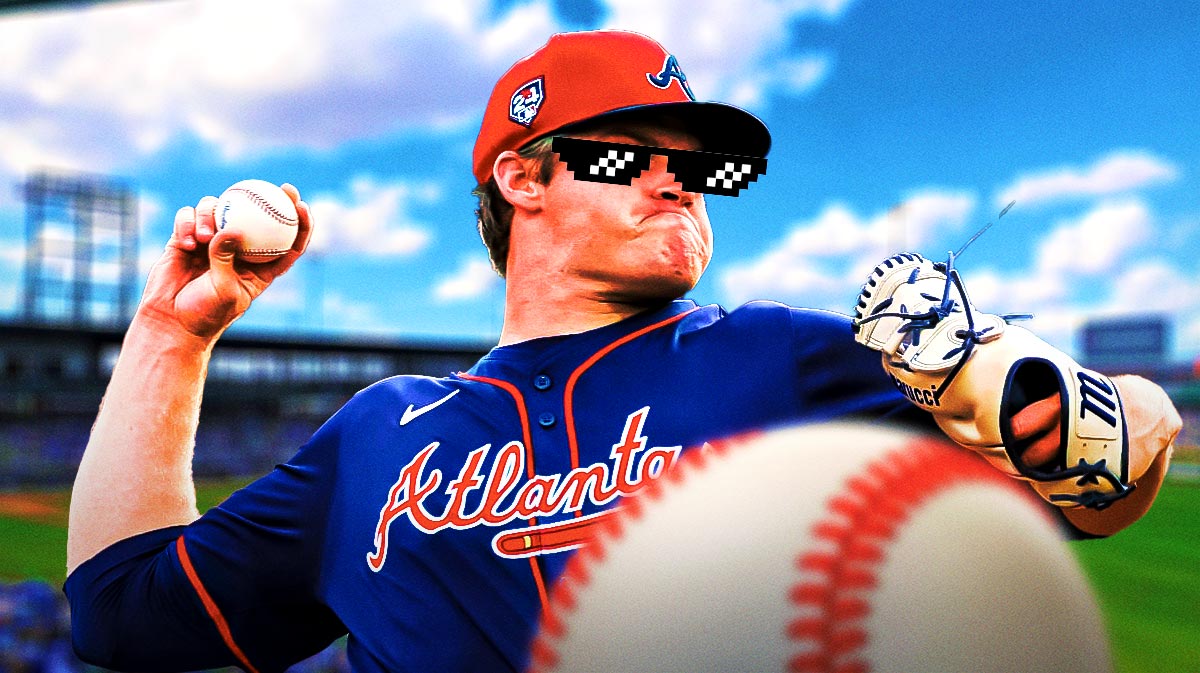 Bryce Elder (Braves) pitching with deal with it shades