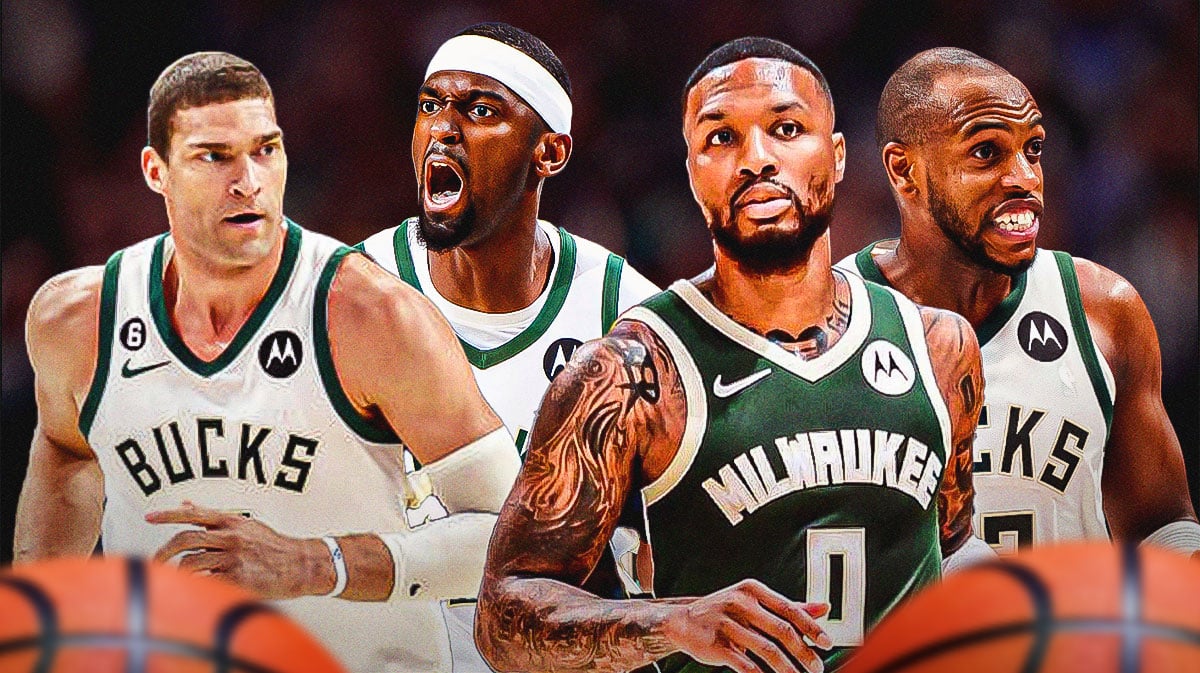 Photo: Damian Lillard, Khris Middleton, Brook Lopez, and Bobby Portis Jr all in Bucks jerseys in action