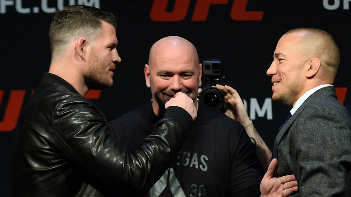 UFC 217: Bisping vs. St-Pierre during the weight-ins.