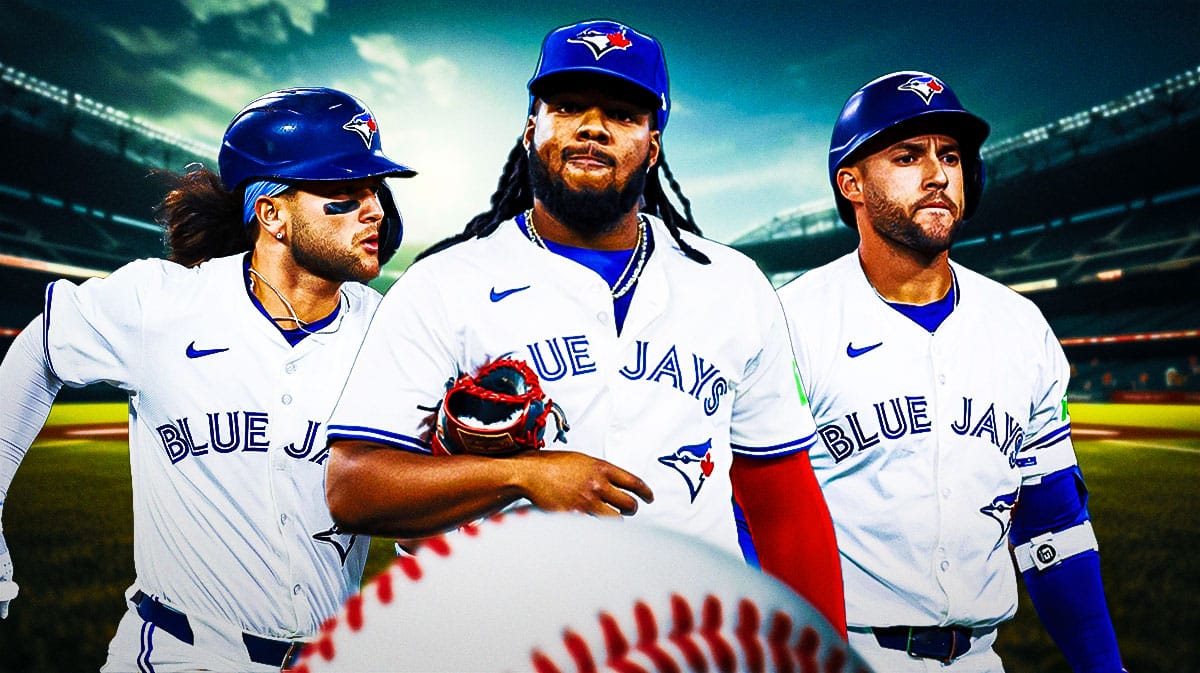 Photo: Vladimir Guerrero Jr, Bo Bichette, George Springer all in Blue Jays jerseys in action