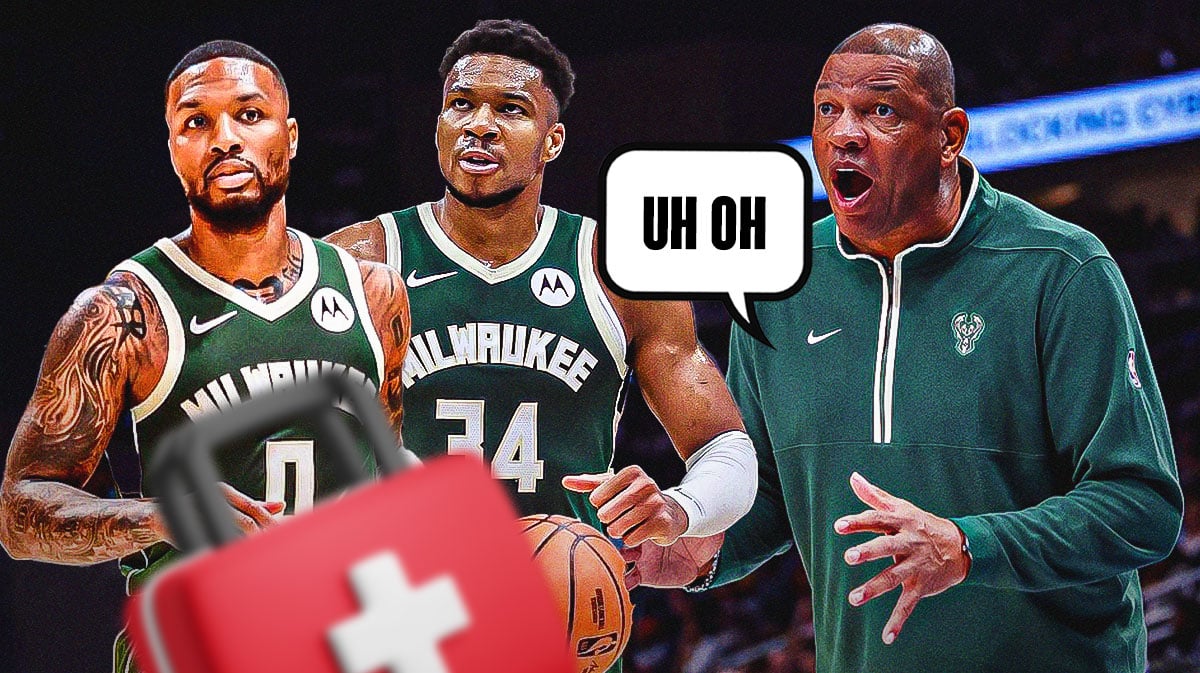 Bucks' Damian Lillard, Giannis Antetokounmpo looking sad