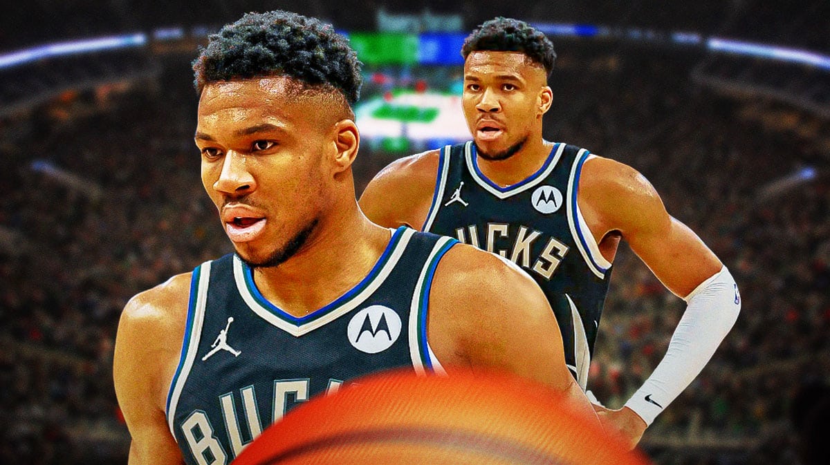 Bucks' Giannis Antetokounmpo looking concerned