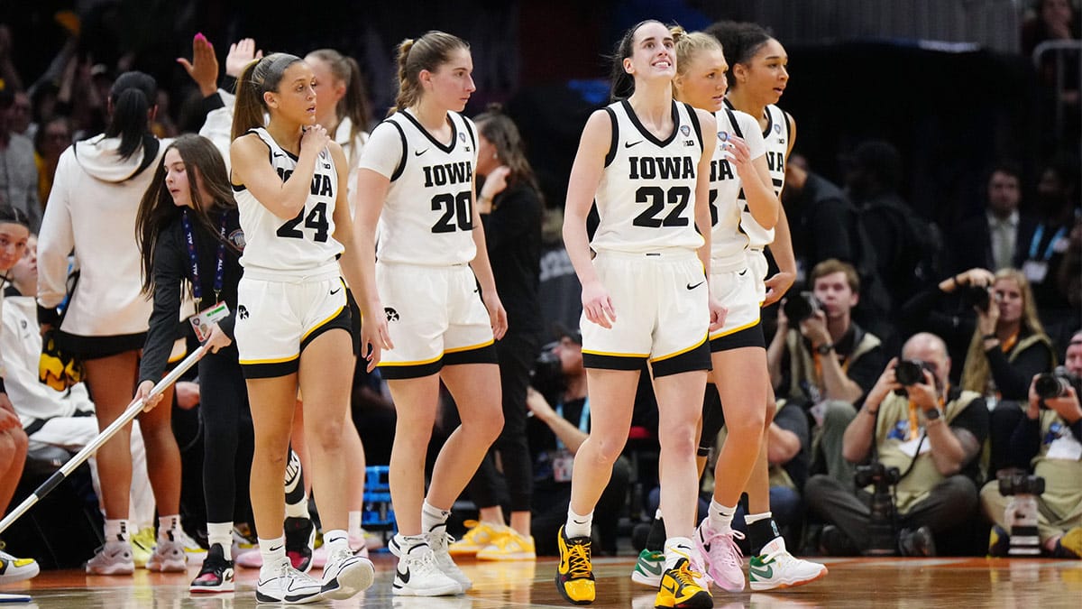 Caitlin Clark and her Iowa teammates during the Final Four