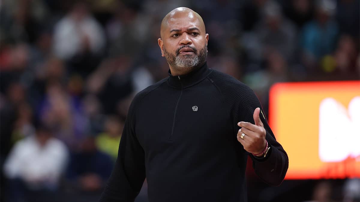 Cleveland Cavaliers head coach JB Bickerstaff signals to the bench during the second quarter against the Utah Jazz at Delta Center.