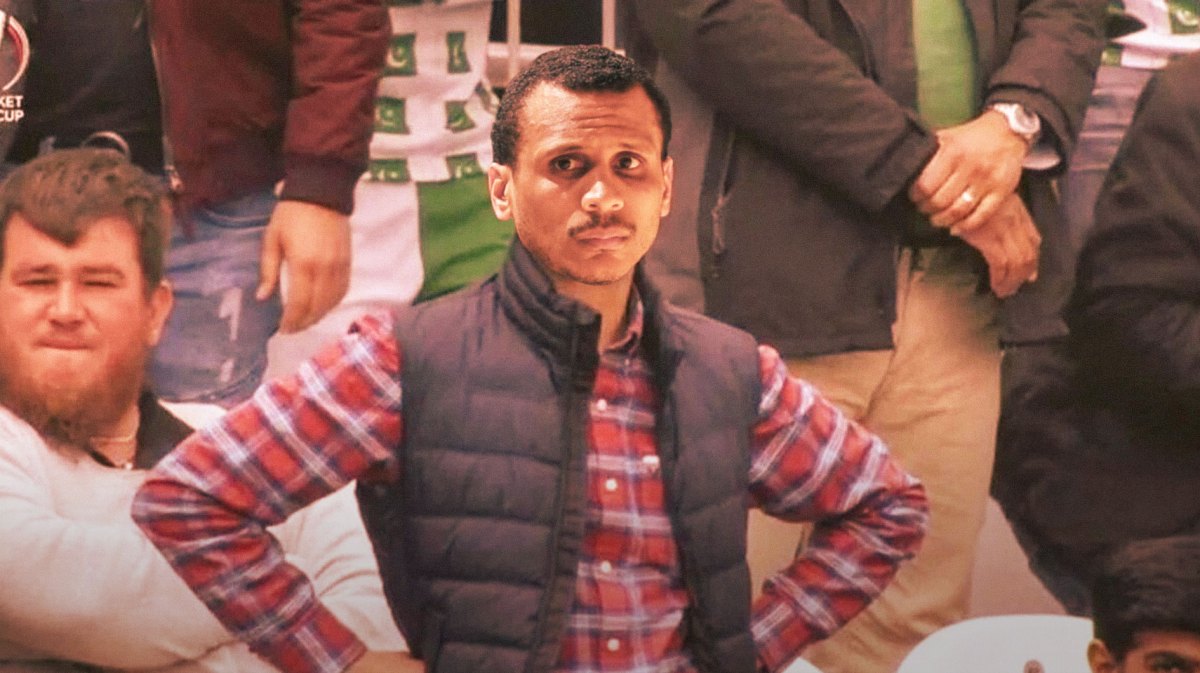 Joe Mazzulla (Celtics head coach) as the annoyed cricket fan meme