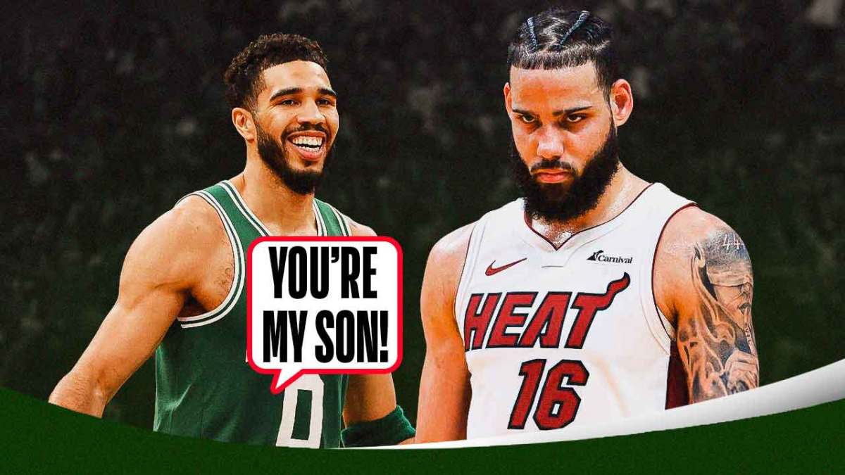 Jayson Tatum tells Caleb Martin "you're my son!"