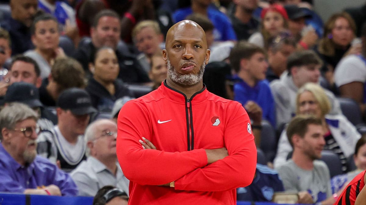 Portland Trail Blazers head coach Chauncey Billups looks on during the second quarter against the Orlando Magic at Amway Center
