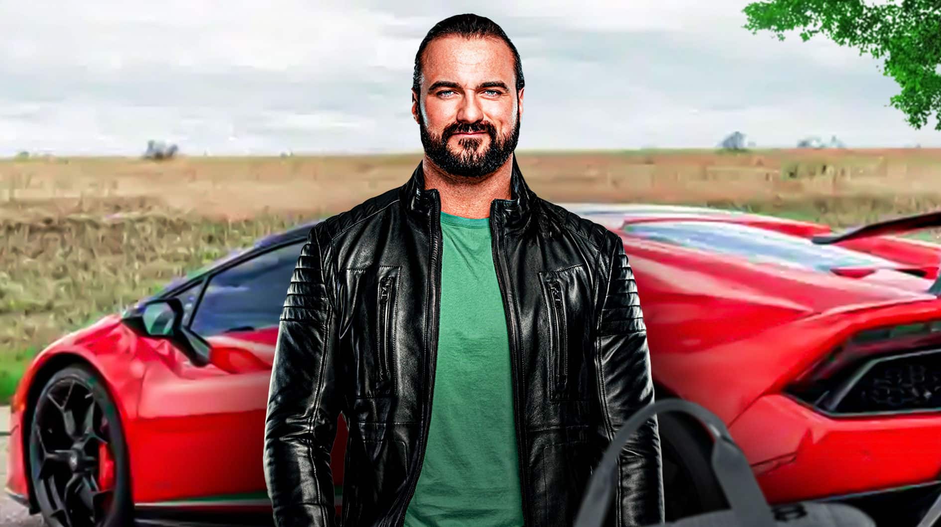 Drew McIntyre in front of a car from his collection.