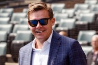 Chicago White Sox general manager Chris Getz smiles before an MLB Opening Day game between the Chicago White Sox and Detroit Tigers at Guaranteed Rate Field.