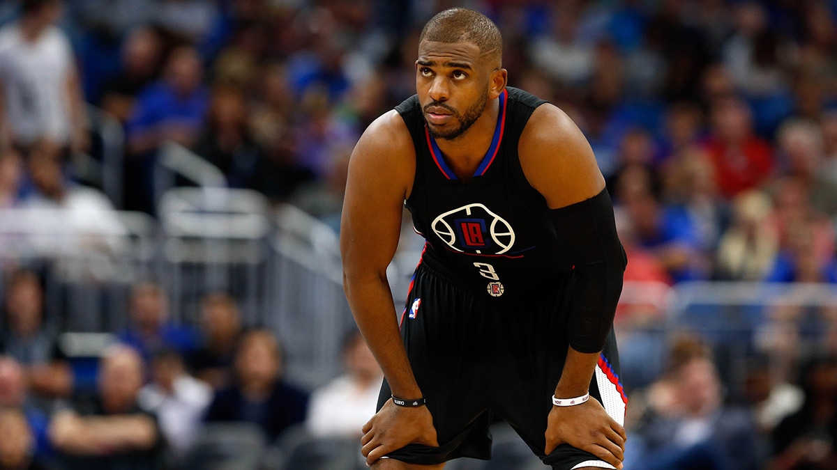 LA Clippers guard Chris Paul (3) looks on against the Orlando Magic during the second quarter at Amway Center. 