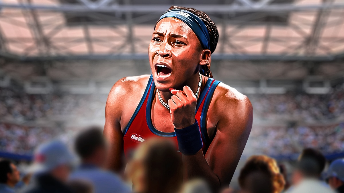 Women's tennis player Coco Gauff, looking determined
