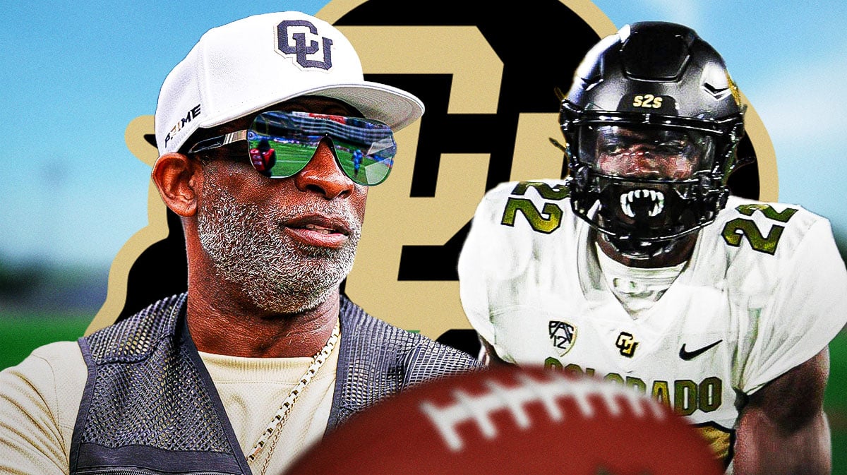 Colorado football coach Deion Sanders on the left, with Alton McCaskill on the right.