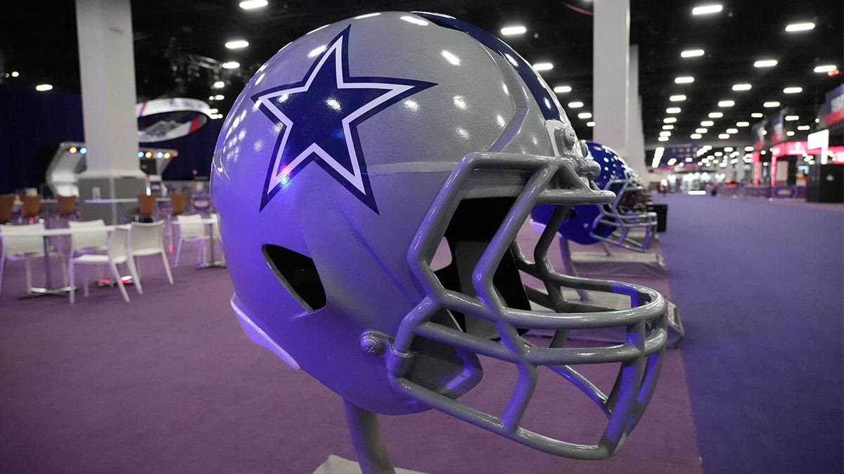 A large Dallas Cowboys helmet at the NFL Experience at the Mandalay Bay South Convention Center