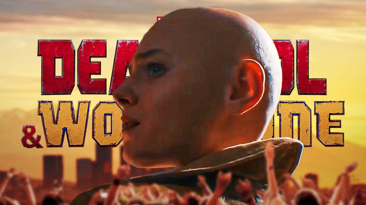 Emma Corrin as Cassandra Nova character, with title card for Deadpool & Wolverine in the background